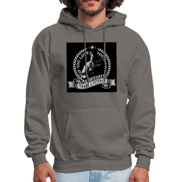 If You Love Your Freedom Thank A Veteran Men's Hoodie - asphalt gray