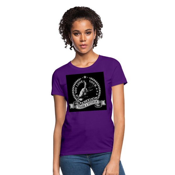 If You Love Your Freedom Thank A Veteran Women's T-Shirt - purple