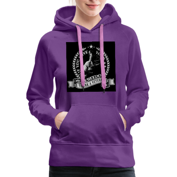 If You Love Your Freedom Thank A Veteran Women’s Premium Hoodie - purple