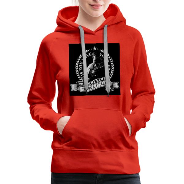 If You Love Your Freedom Thank A Veteran Women’s Premium Hoodie - red