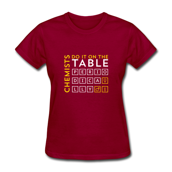 Chemists Do It On The Table Periodically Women's T-Shirt - dark red