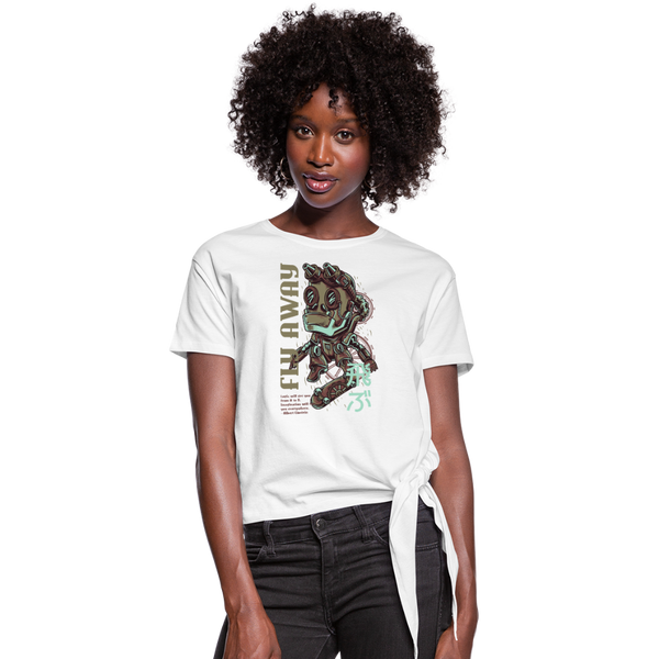 Fly Away Women's Knotted T-Shirt - white