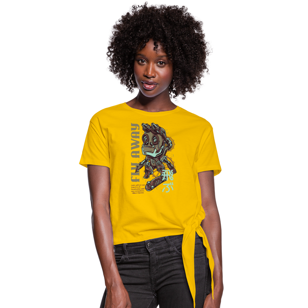 Fly Away Women's Knotted T-Shirt - sun yellow