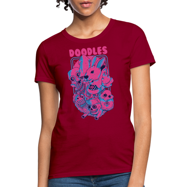 Doodles Women's T-Shirt - dark red