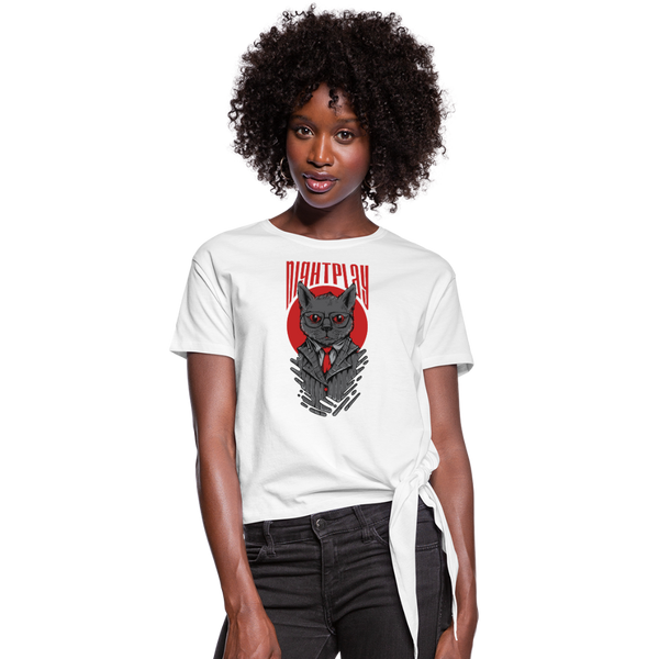 Night Play Women's Knotted T-Shirt - white
