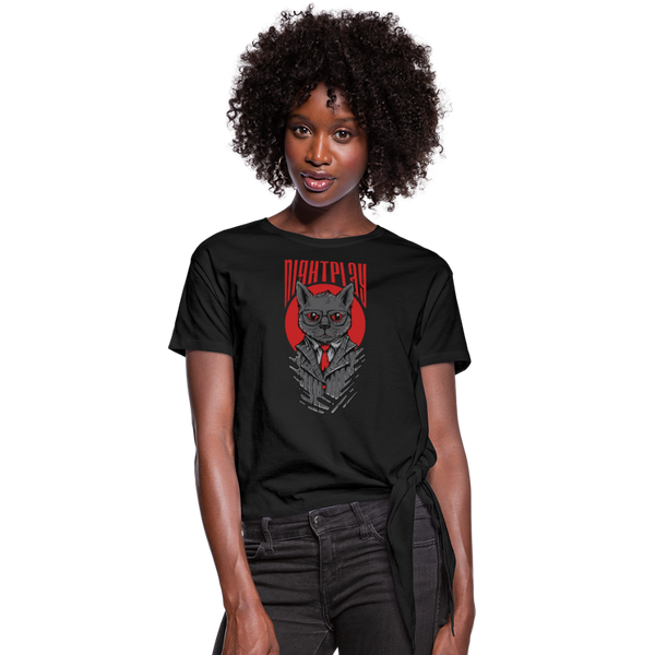 Night Play Women's Knotted T-Shirt - black