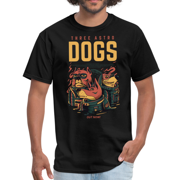 Three Astro Dogs Men's T-Shirt - black