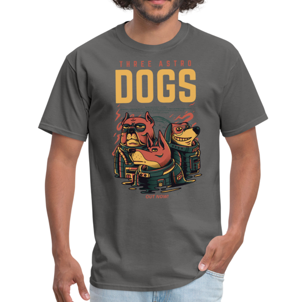 Three Astro Dogs Men's T-Shirt - charcoal