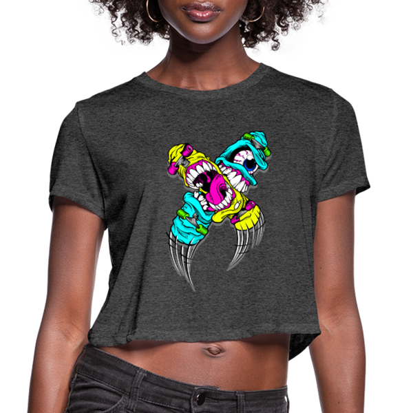 Abstract Monsters Art Women's Cropped T-Shirt - deep heather