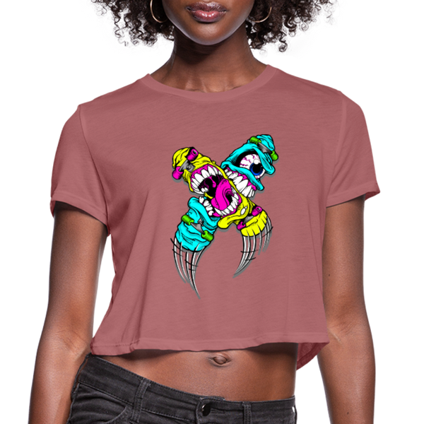 Abstract Monsters Art Women's Cropped T-Shirt - mauve