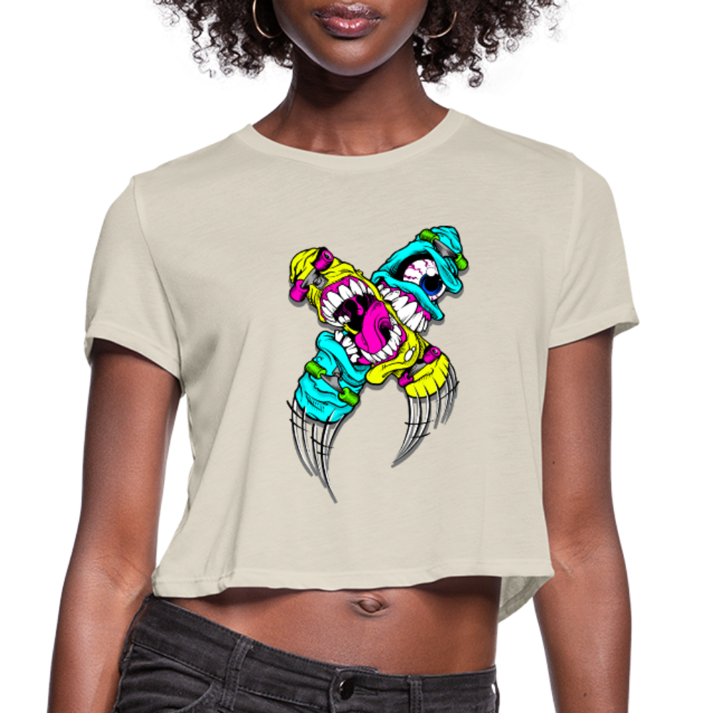 Abstract Monsters Art Women's Cropped T-Shirt - dust