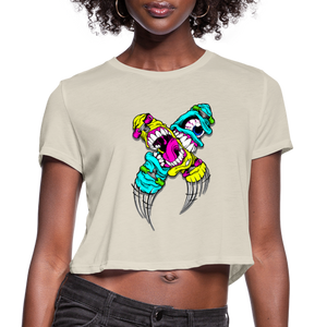 Abstract Monsters Art Women's Cropped T-Shirt - dust