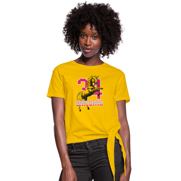 34 Unicorns Women's Knotted T-Shirt - sun yellow