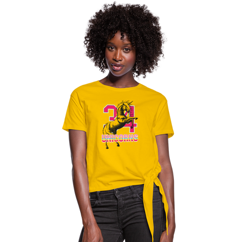 34 Unicorns Women's Knotted T-Shirt - sun yellow