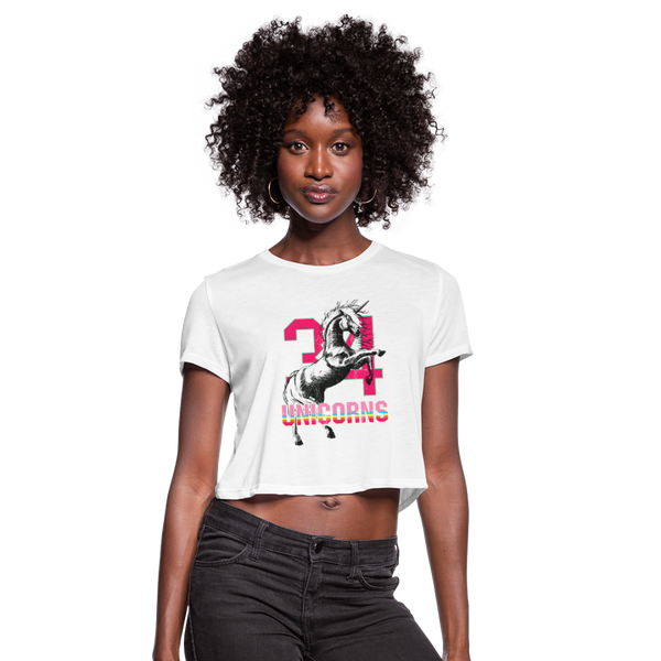 34 Unicorns Women's Cropped T-Shirt - white