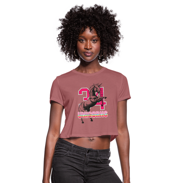 34 Unicorns Women's Cropped T-Shirt - mauve