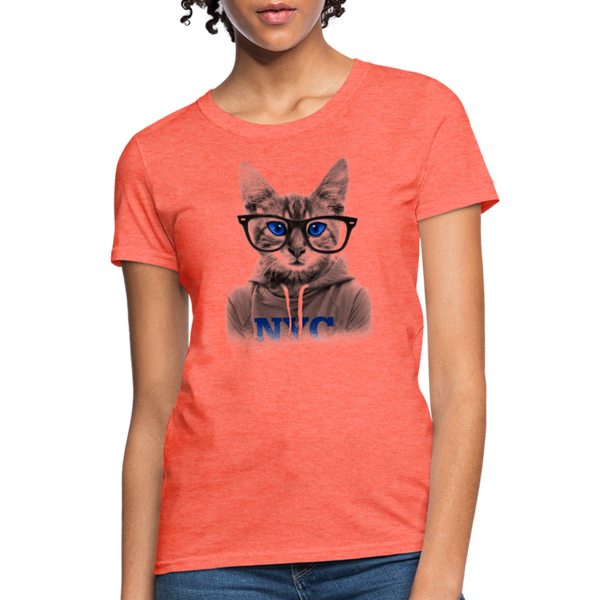 NYC Cat Women's T-Shirt - heather coral