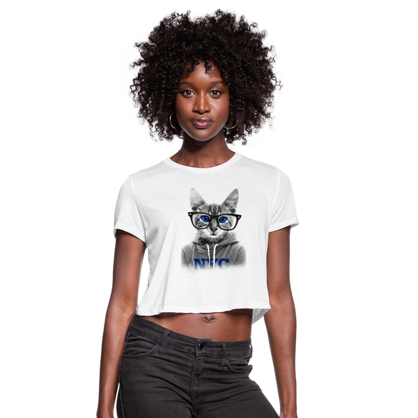 NYC Cat Women's Cropped T-Shirt - white