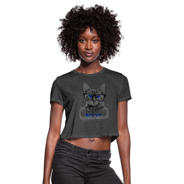 NYC Cat Women's Cropped T-Shirt - deep heather