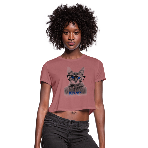 NYC Cat Women's Cropped T-Shirt - mauve