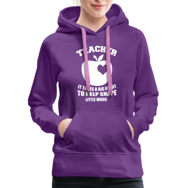 Teacher It Takes A Big Heart To Help Shape Little Minds Women’s Premium Hoodie - purple