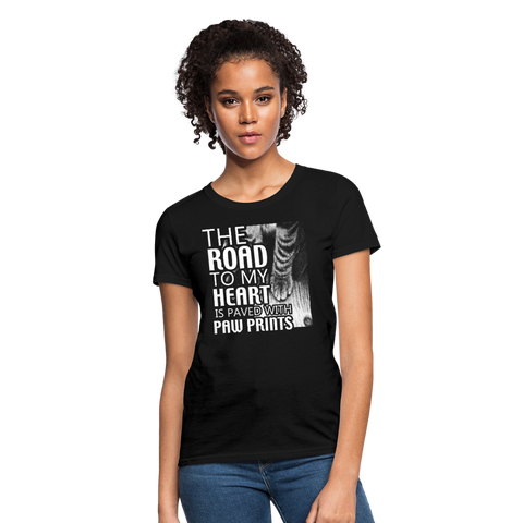 The Road To My Heart Is Paved With Paw Prints Women's T-Shirt - black