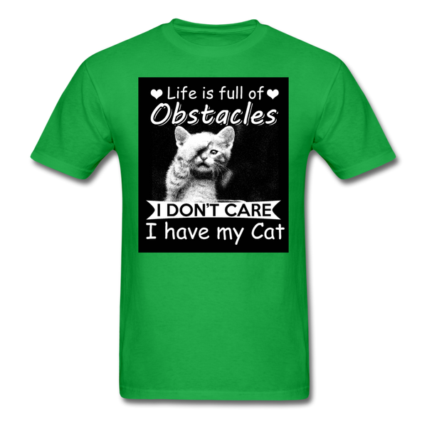 Life Is Full Of Obstacles I Don't Care I Have My Cat Men's T-Shirt - bright green