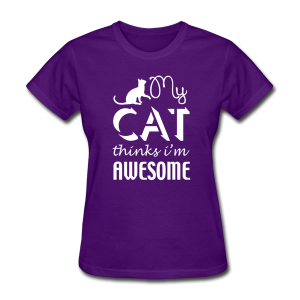 My Cat Thinks I'm Awesome Women's T-Shirt - purple