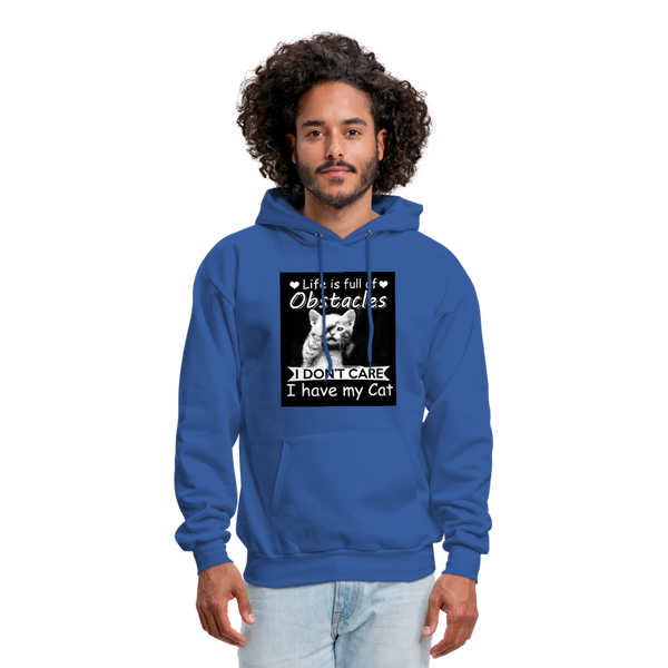 Life Is Full Of Obstacles I Don't Care I Have My Cat Men's Hoodie - royal blue