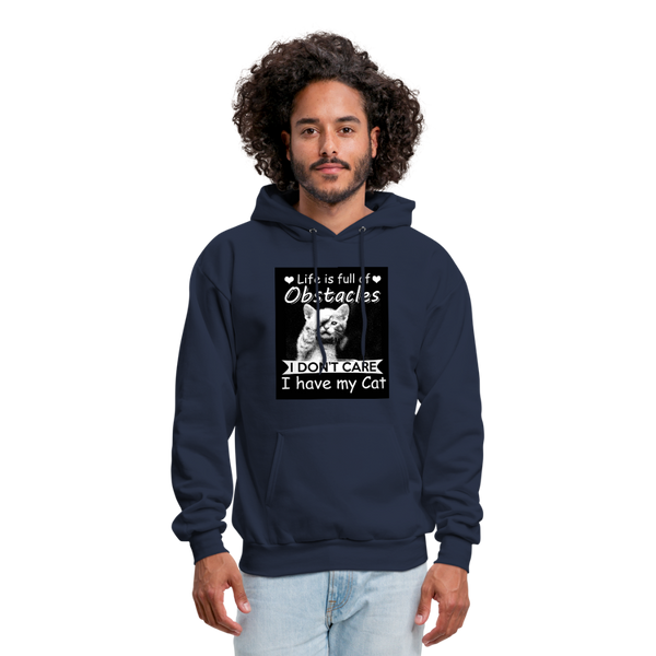 Life Is Full Of Obstacles I Don't Care I Have My Cat Men's Hoodie - navy