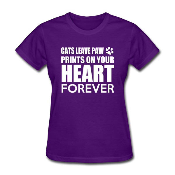 Cats Leave Paw Prints On Your Heart Forever Women's T-Shirt - purple