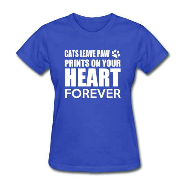 Cats Leave Paw Prints On Your Heart Forever Women's T-Shirt - royal blue