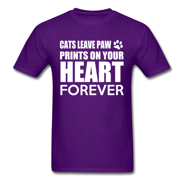 Cats Leave Paw Prints On Your Heart Forever Men's T-Shirt - purple