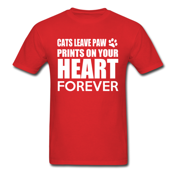 Cats Leave Paw Prints On Your Heart Forever Men's T-Shirt - red