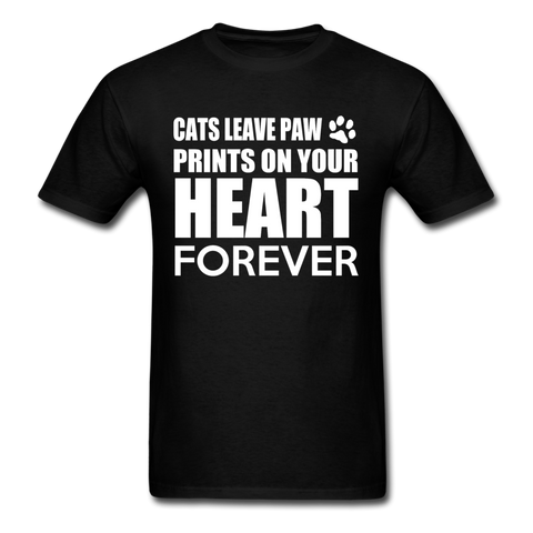 Cats Leave Paw Prints On Your Heart Forever Men's T-Shirt - black