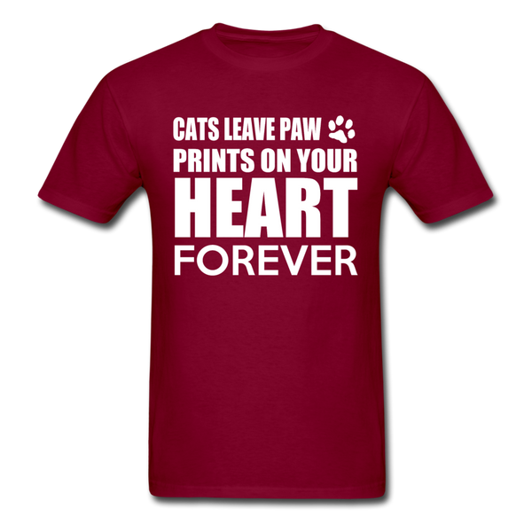 Cats Leave Paw Prints On Your Heart Forever Men's T-Shirt - burgundy