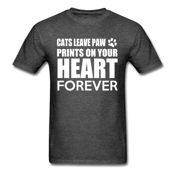 Cats Leave Paw Prints On Your Heart Forever Men's T-Shirt - heather black