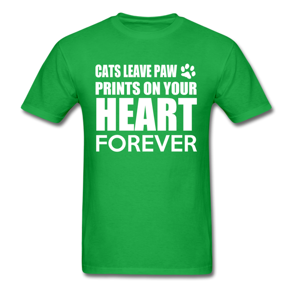 Cats Leave Paw Prints On Your Heart Forever Men's T-Shirt - bright green