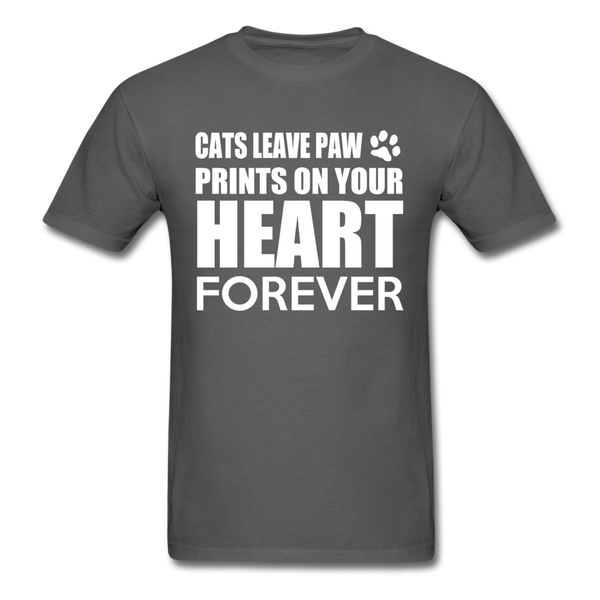 Cats Leave Paw Prints On Your Heart Forever Men's T-Shirt - charcoal