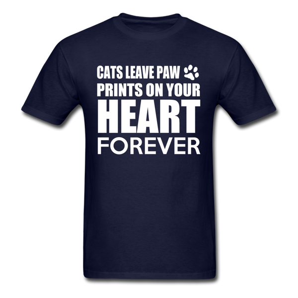 Cats Leave Paw Prints On Your Heart Forever Men's T-Shirt - navy