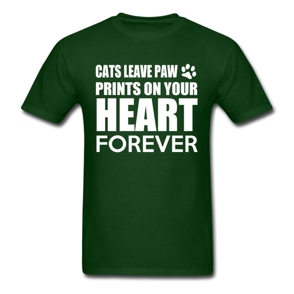 Cats Leave Paw Prints On Your Heart Forever Men's T-Shirt - forest green