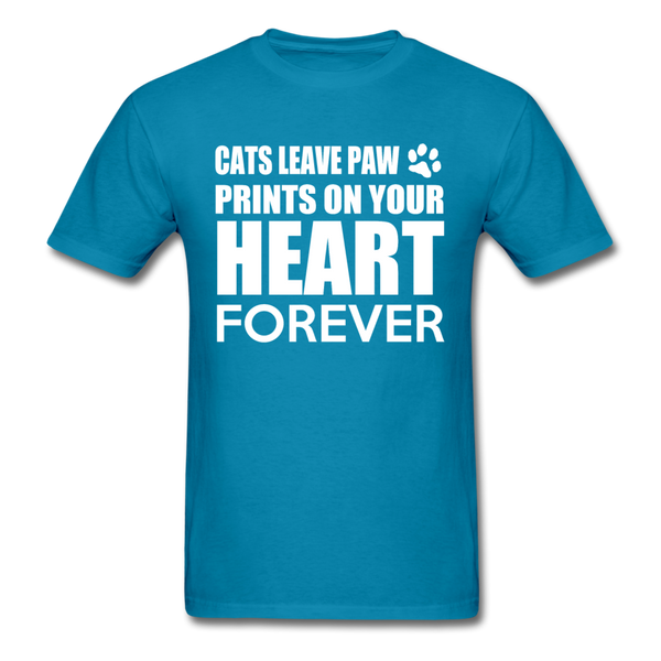 Cats Leave Paw Prints On Your Heart Forever Men's T-Shirt - turquoise