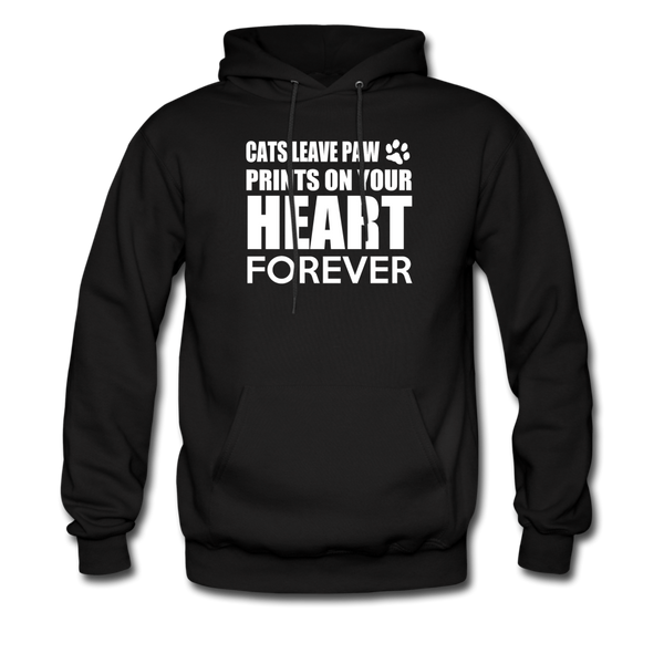 Cats Leave Paw Prints On Your Heart Forever Men's Hoodie - black