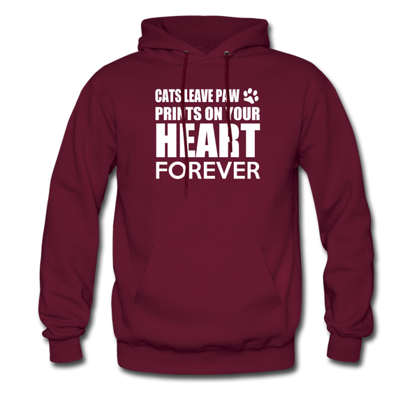 Cats Leave Paw Prints On Your Heart Forever Men's Hoodie - burgundy