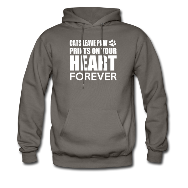 Cats Leave Paw Prints On Your Heart Forever Men's Hoodie - asphalt gray