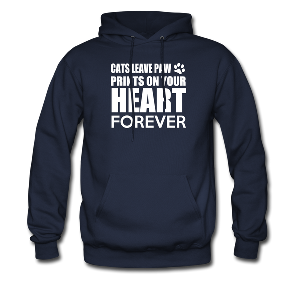 Cats Leave Paw Prints On Your Heart Forever Men's Hoodie - navy