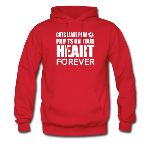 Cats Leave Paw Prints On Your Heart Forever Men's Hoodie - red