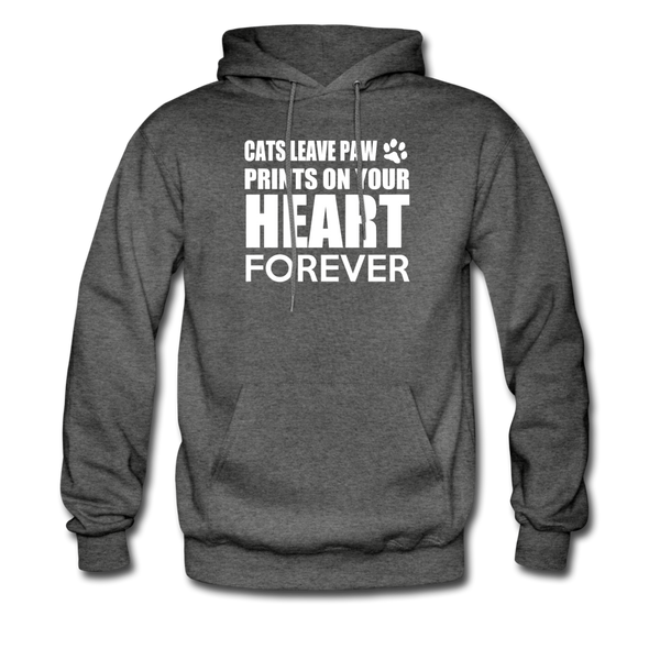 Cats Leave Paw Prints On Your Heart Forever Men's Hoodie - charcoal gray