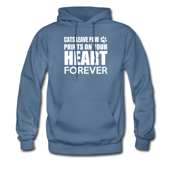 Cats Leave Paw Prints On Your Heart Forever Men's Hoodie - denim blue