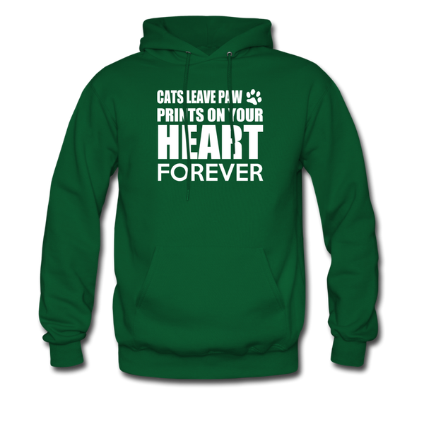 Cats Leave Paw Prints On Your Heart Forever Men's Hoodie - forest green